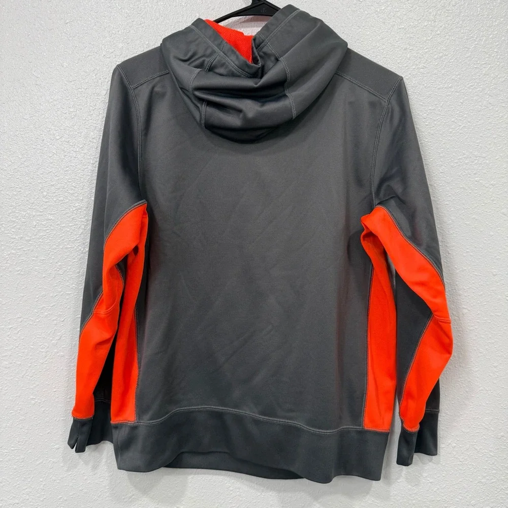 Nike Therma Fit Hoodie Gray‎ Orange Swoosh Athletic Performance Kids XL